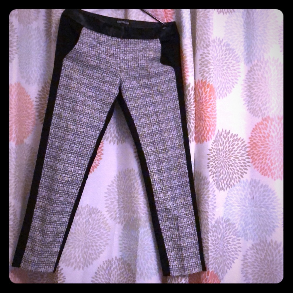 Black and white pants.